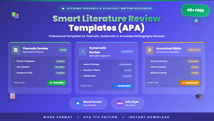 Free literature review templates APA Word