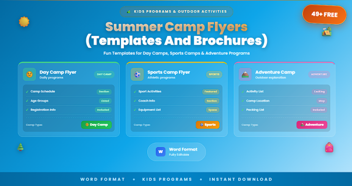 Free summer camp flyer templates Word
