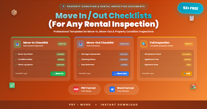 Free move in / out checklists in PDF and Word