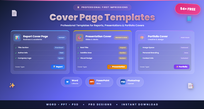 Free cover page templates Word PPT PSD
