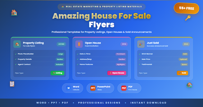 Free house for sale flyers templates Word PPT PDF