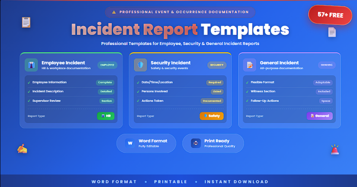 Free incident report template employee police generic Word