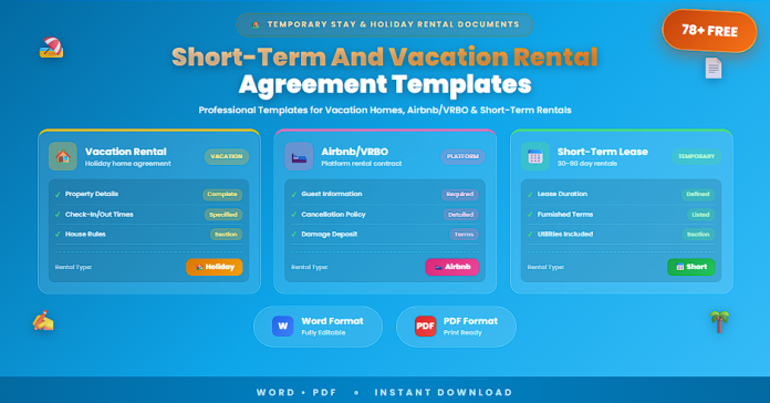 Free short-term and vacation rental agreement templates in Word and PDF
